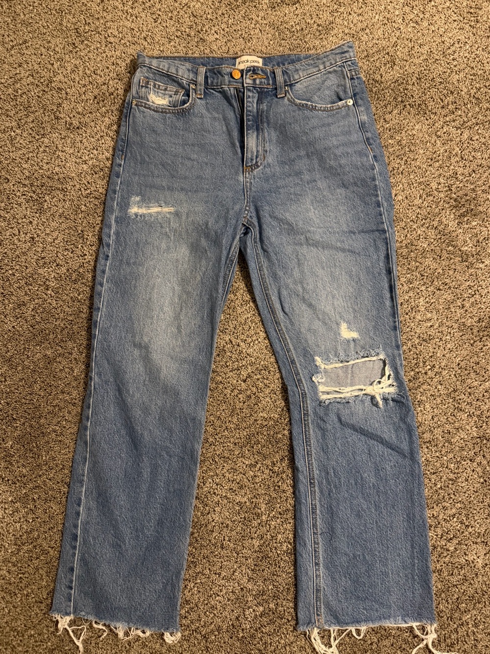 Sneak Peek Distressed Straight-Leg Jeans -